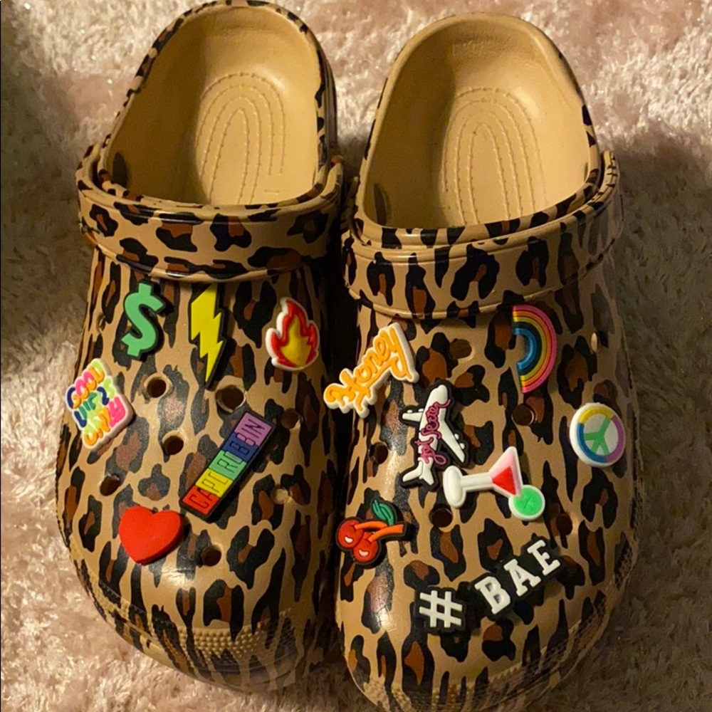 Cheetah print crocs